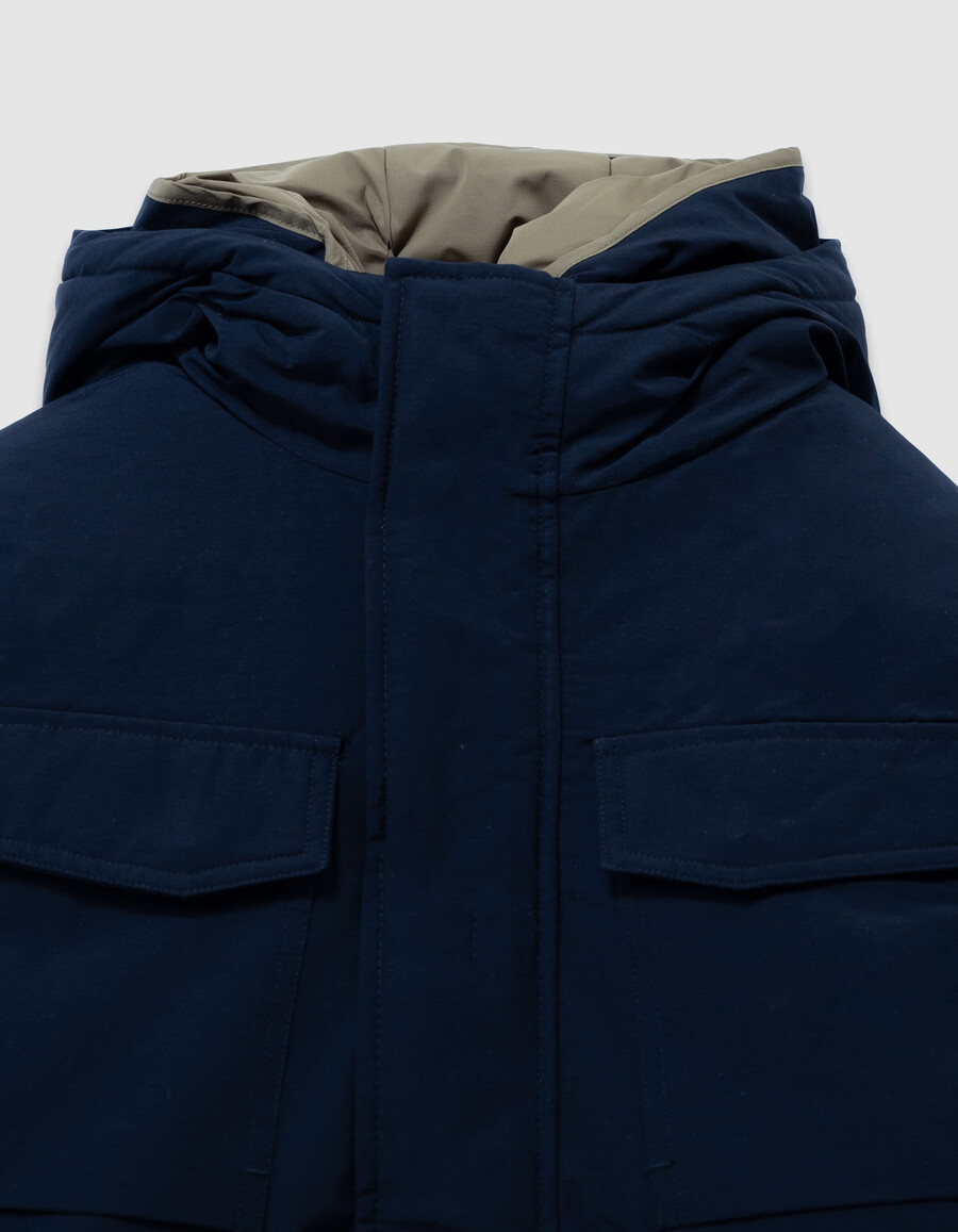parka azul marino 3 en 1 y chaqueta acolchada reversible para niño