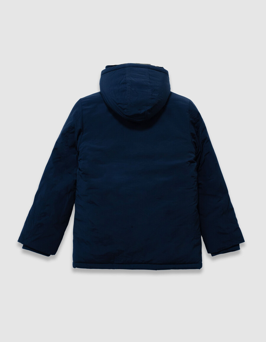 parka azul marino 3 en 1 y chaqueta acolchada reversible para niño