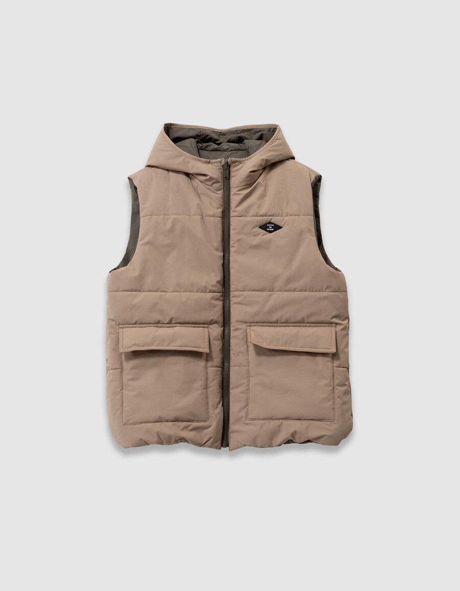 parka caqui 3 en 1 y chaqueta acolchada reversible para niño