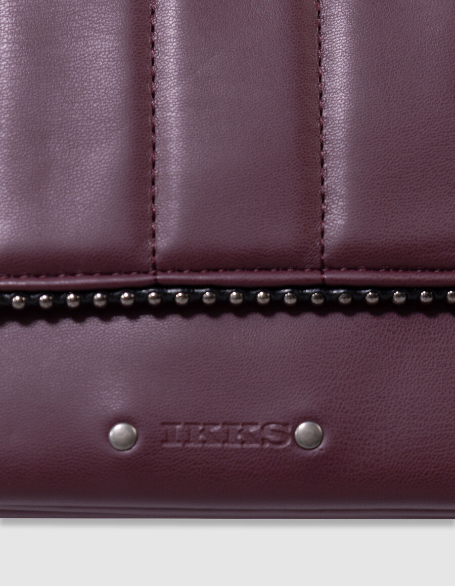 bolso burdeos para niña con borde de microperlas