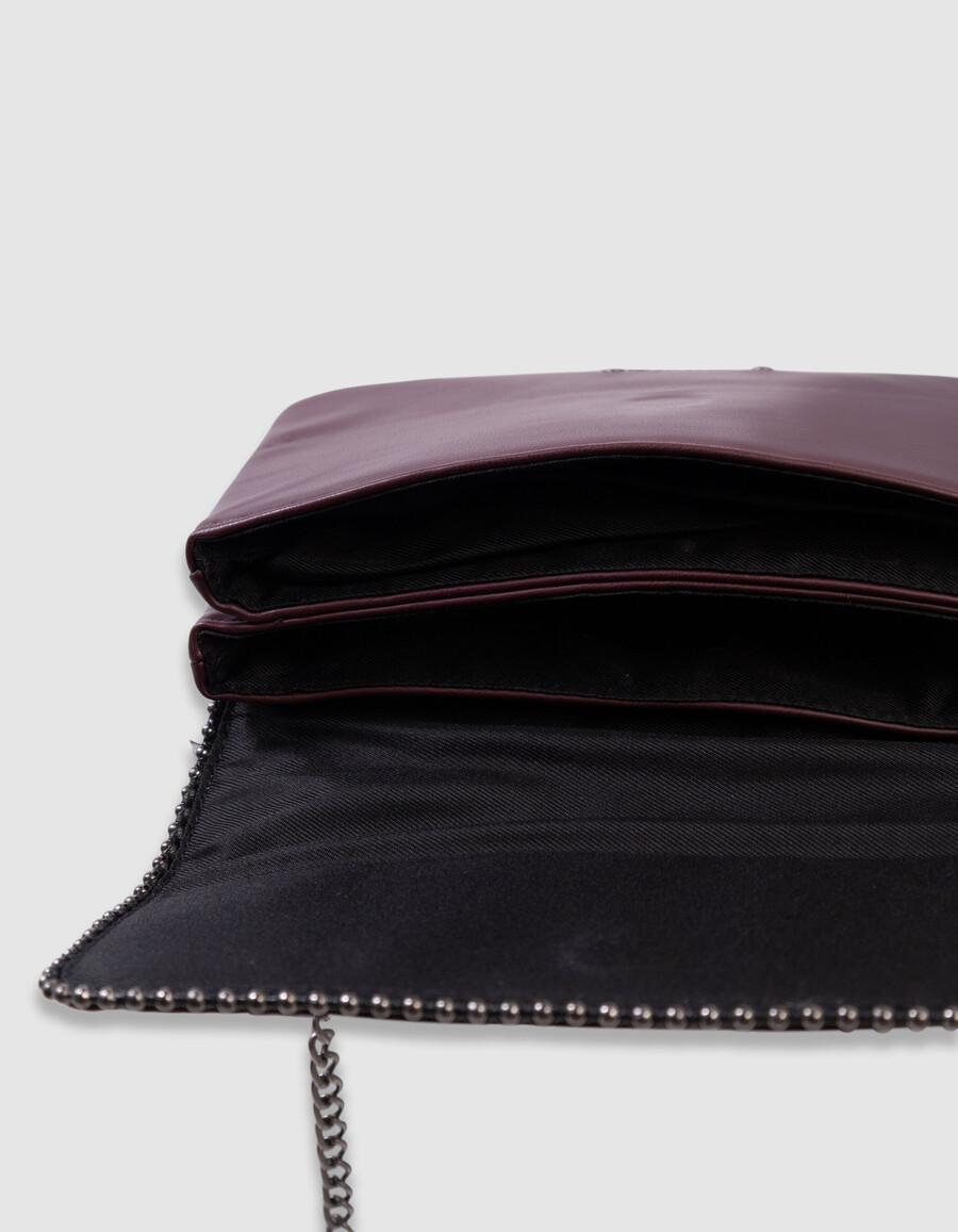 bolso burdeos para niña con borde de microperlas
