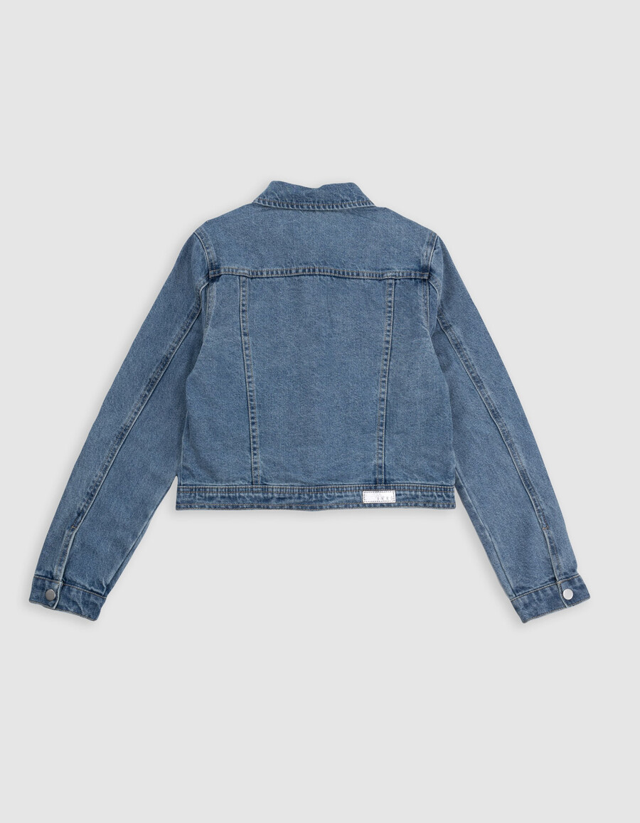 chaqueta vaquera corta azul para niña
