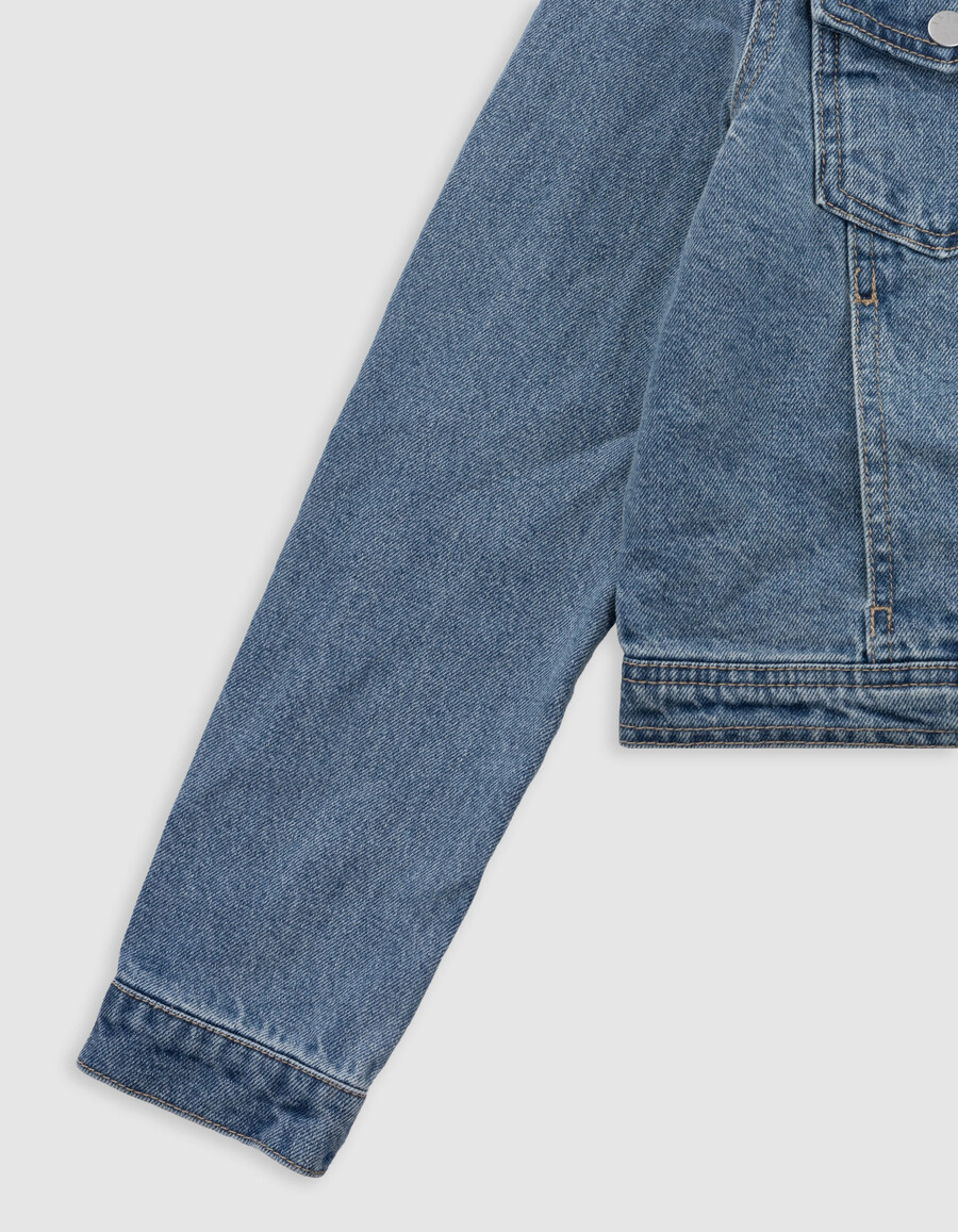chaqueta vaquera corta azul para niña