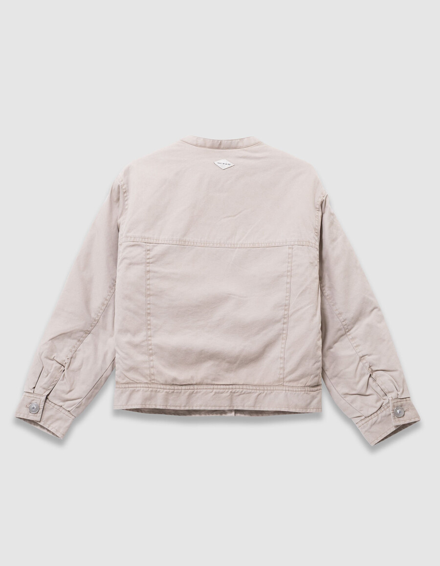 chaqueta de lona beige con forro de piel para niña