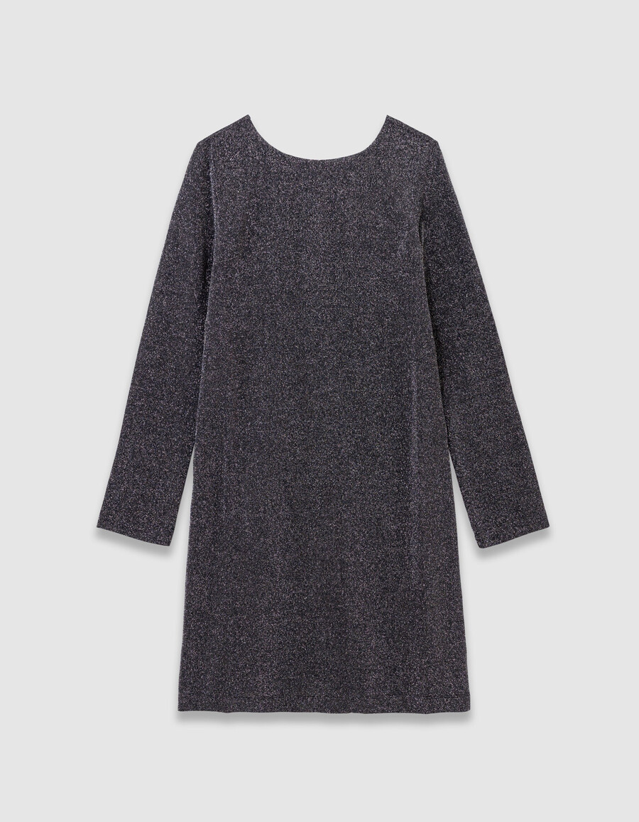 vestido ajustado de punto negro brillante para niña