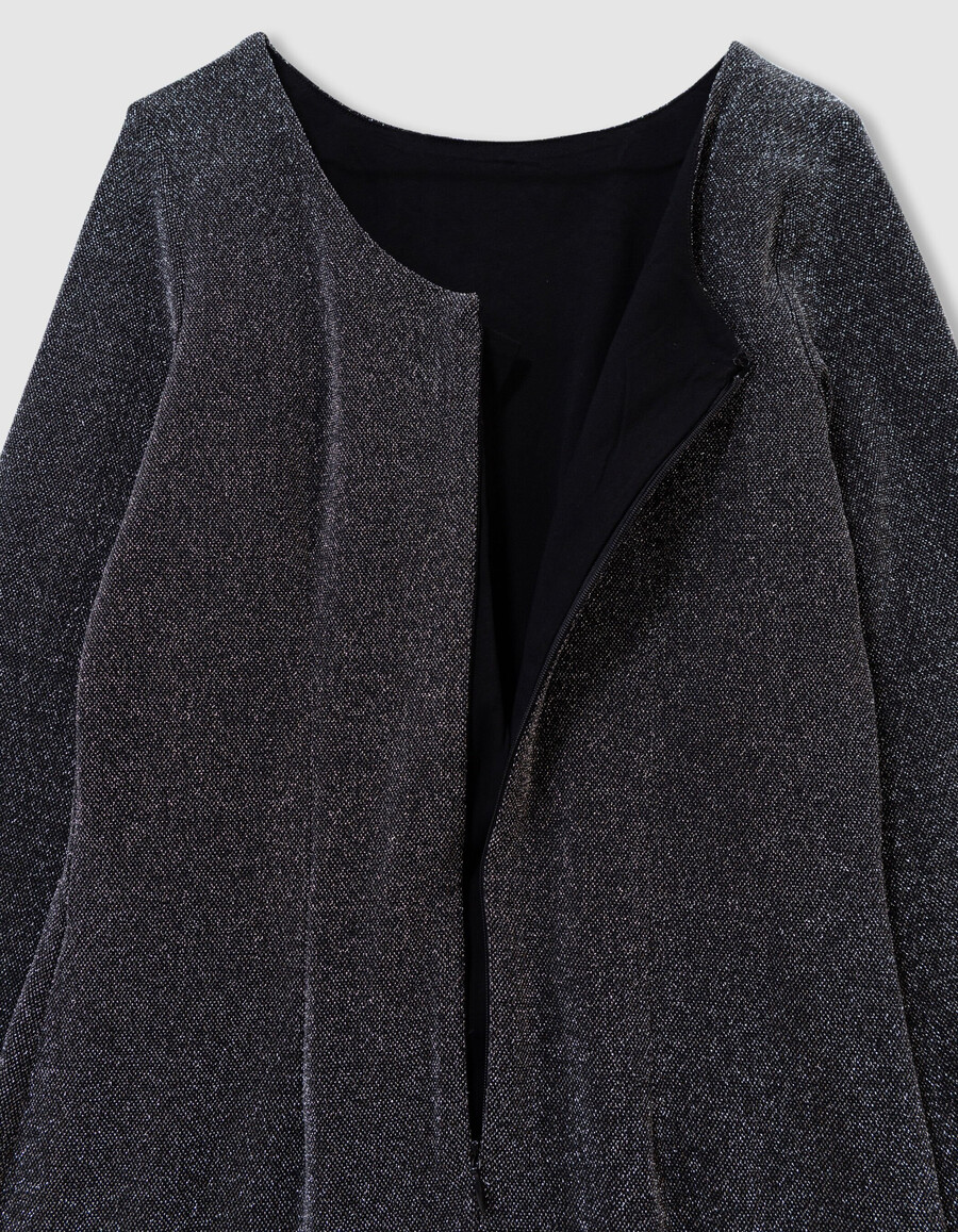 vestido ajustado de punto negro brillante para niña