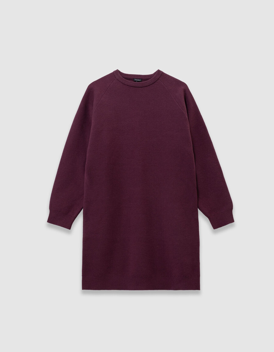 vestido tipo suéter de punto burdeos para niña