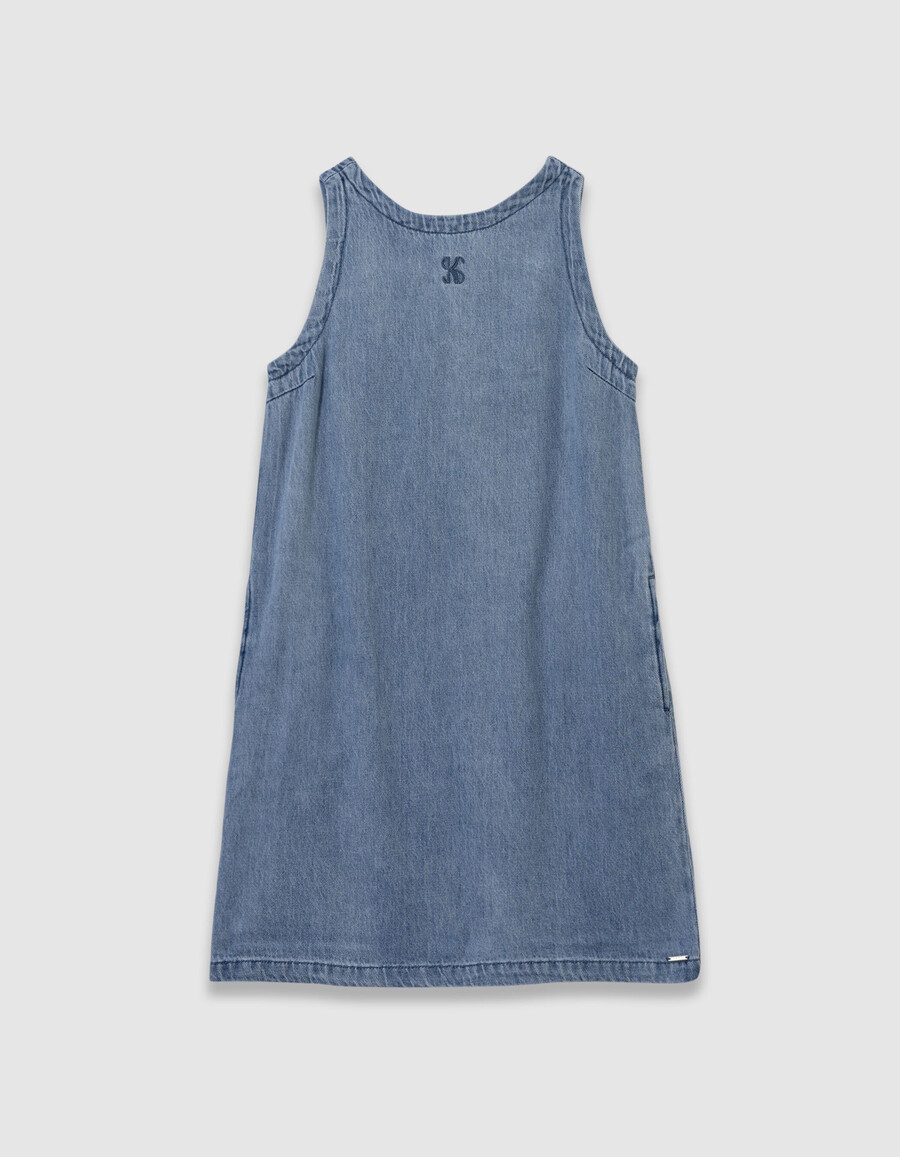 vestido estilo pichi de mezclilla azul para niña