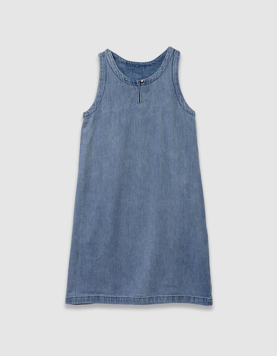 vestido estilo pichi de mezclilla azul para niña