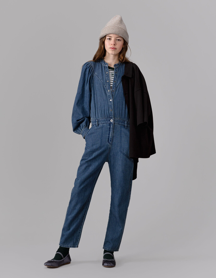 mono vaquero azul para niña