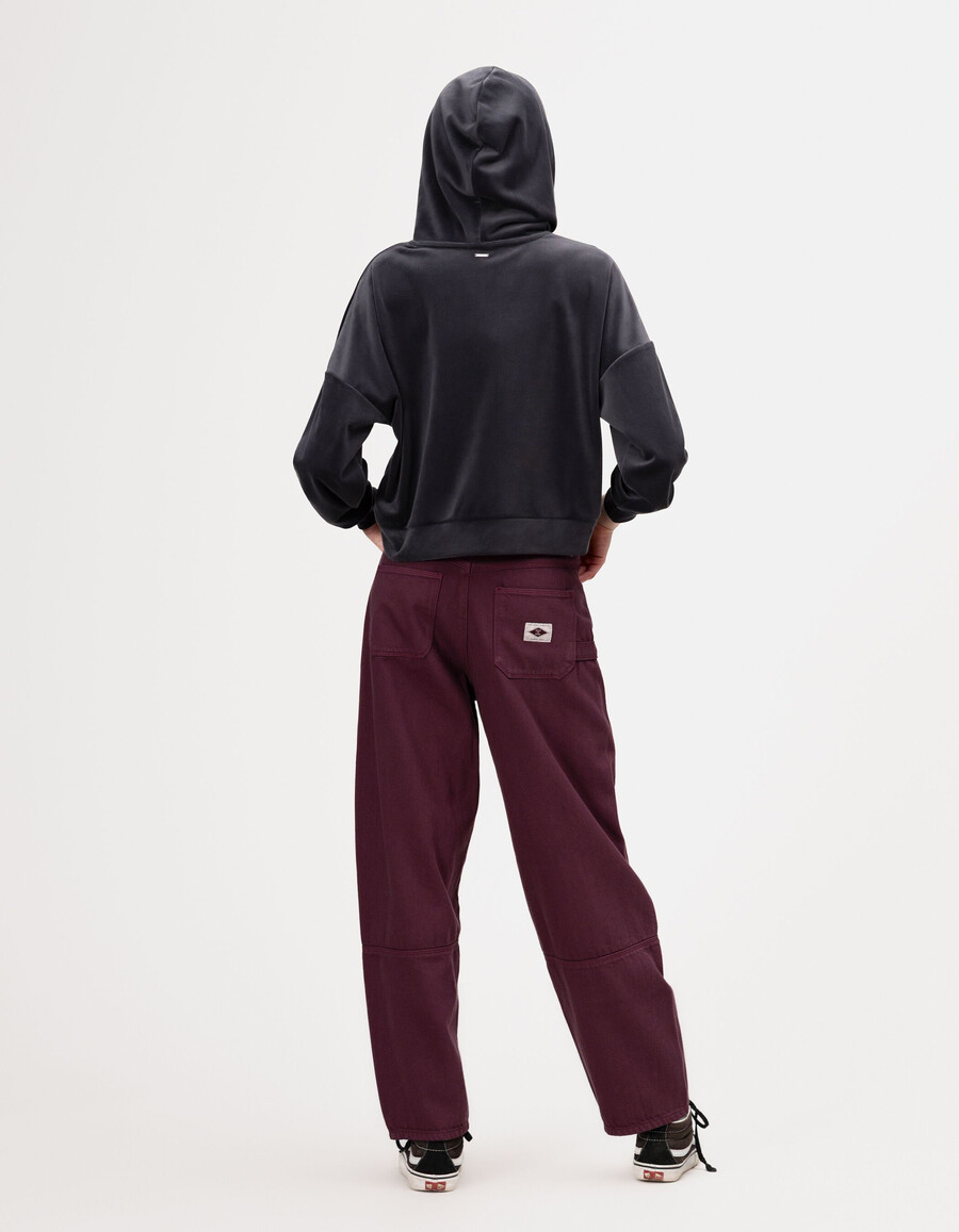 sudadera con capucha de punto de terciopelo gris para niña