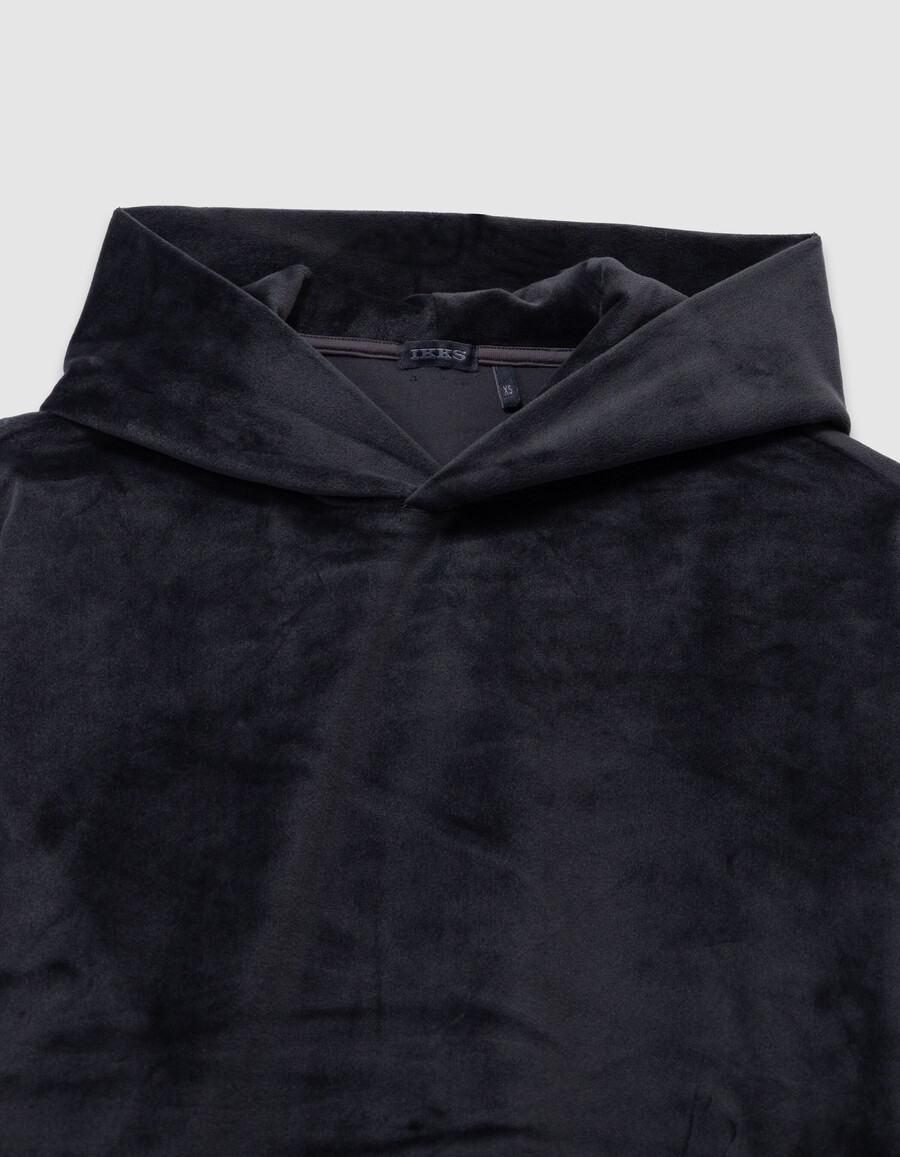 sudadera con capucha de punto de terciopelo gris para niña