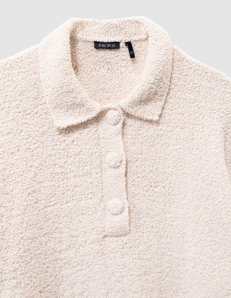 suéter abotonado de punto bouclette beige para niña