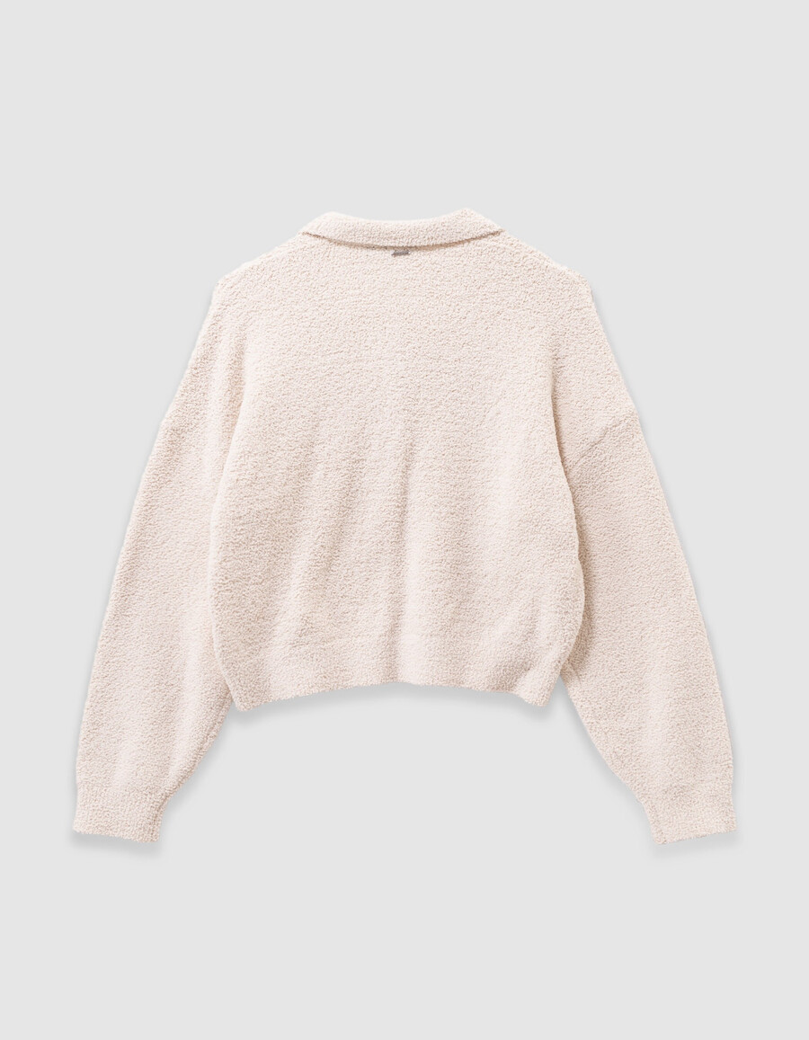 suéter abotonado de punto bouclette beige para niña