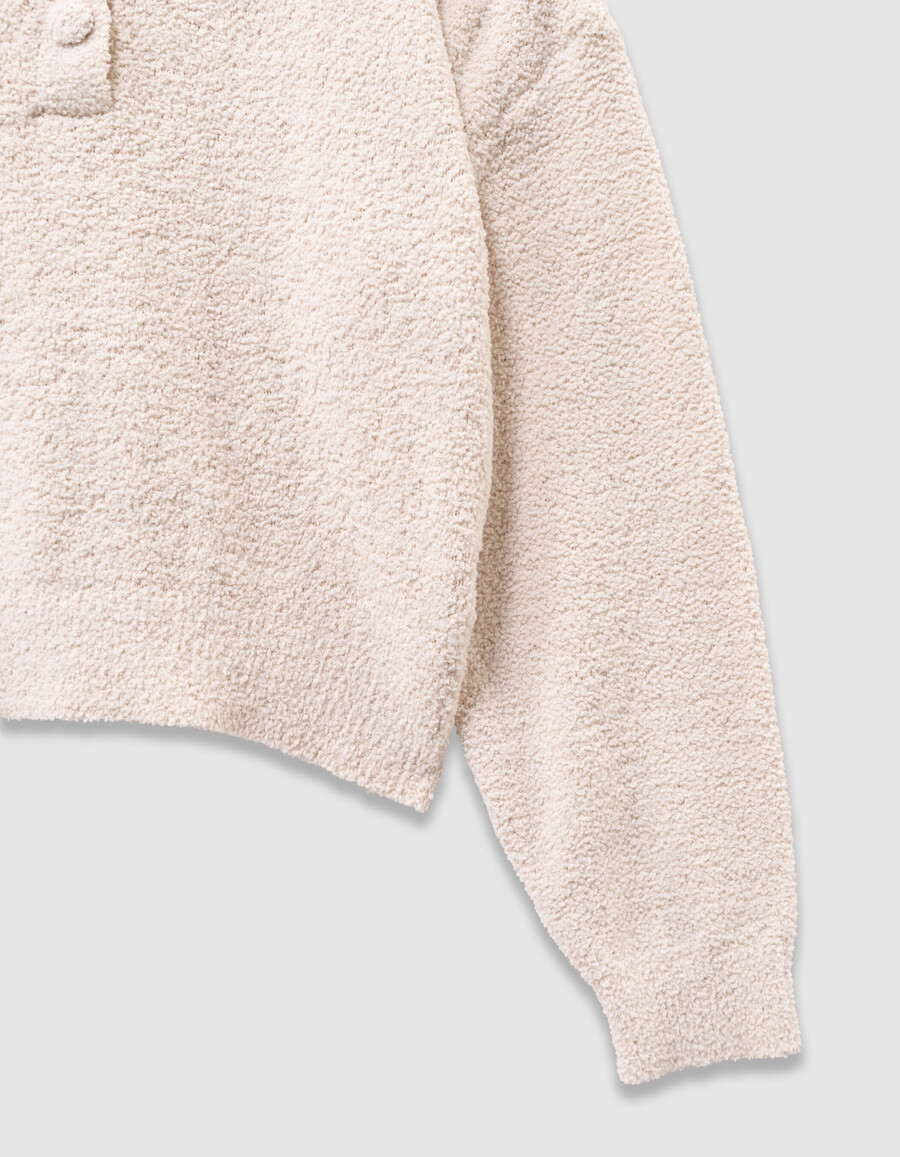 suéter abotonado de punto bouclette beige para niña