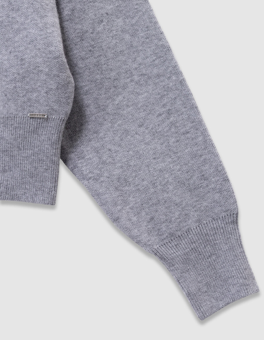 sudadera con capucha de punto gris para niña con eslogan
