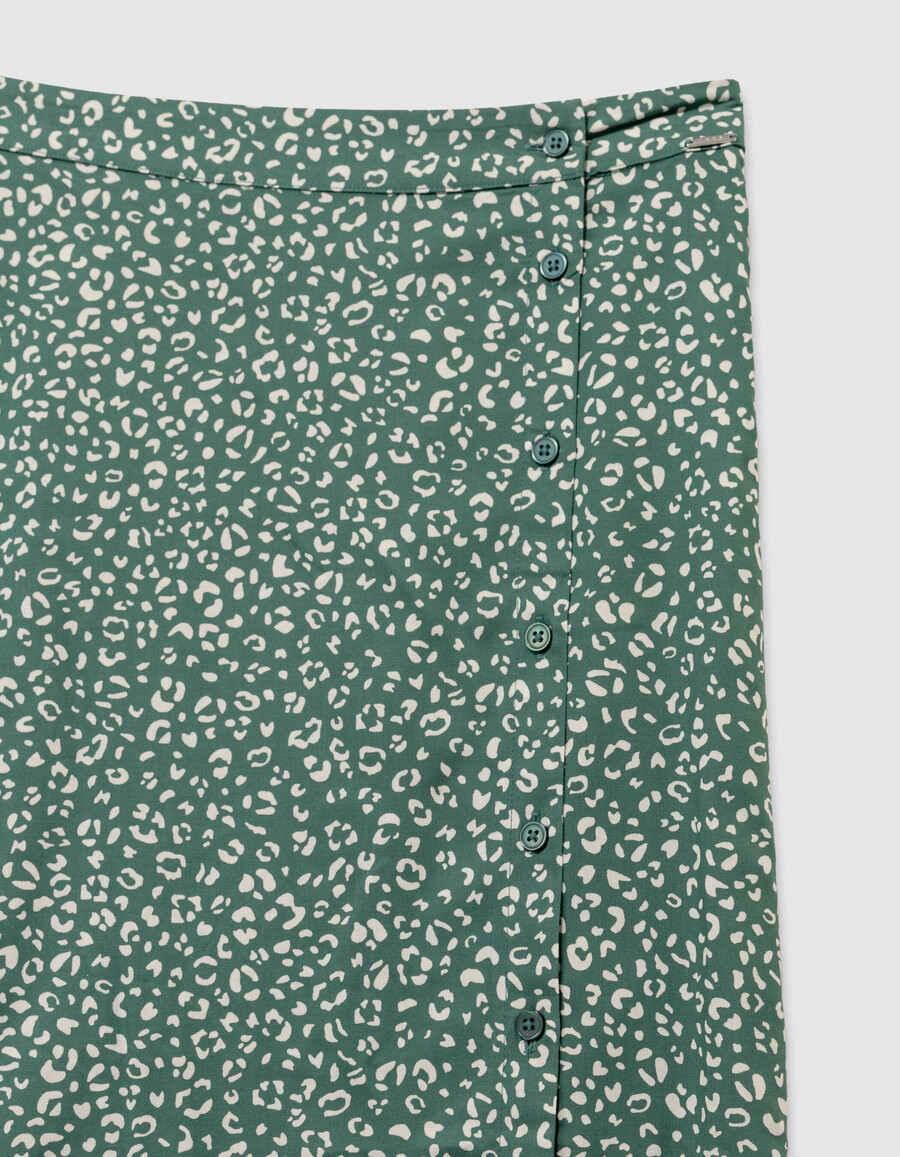 falda larga verde para niña con estampado de leopardo