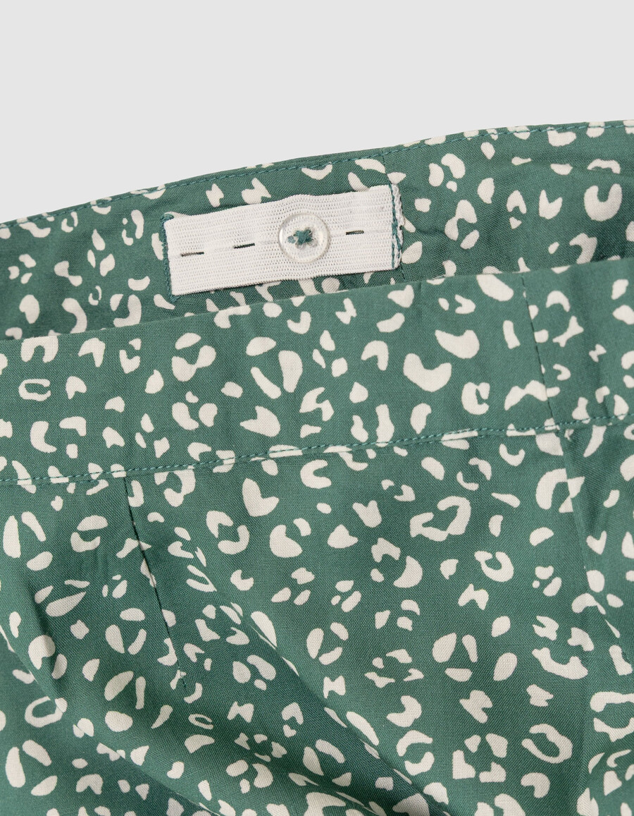 falda larga verde para niña con estampado de leopardo