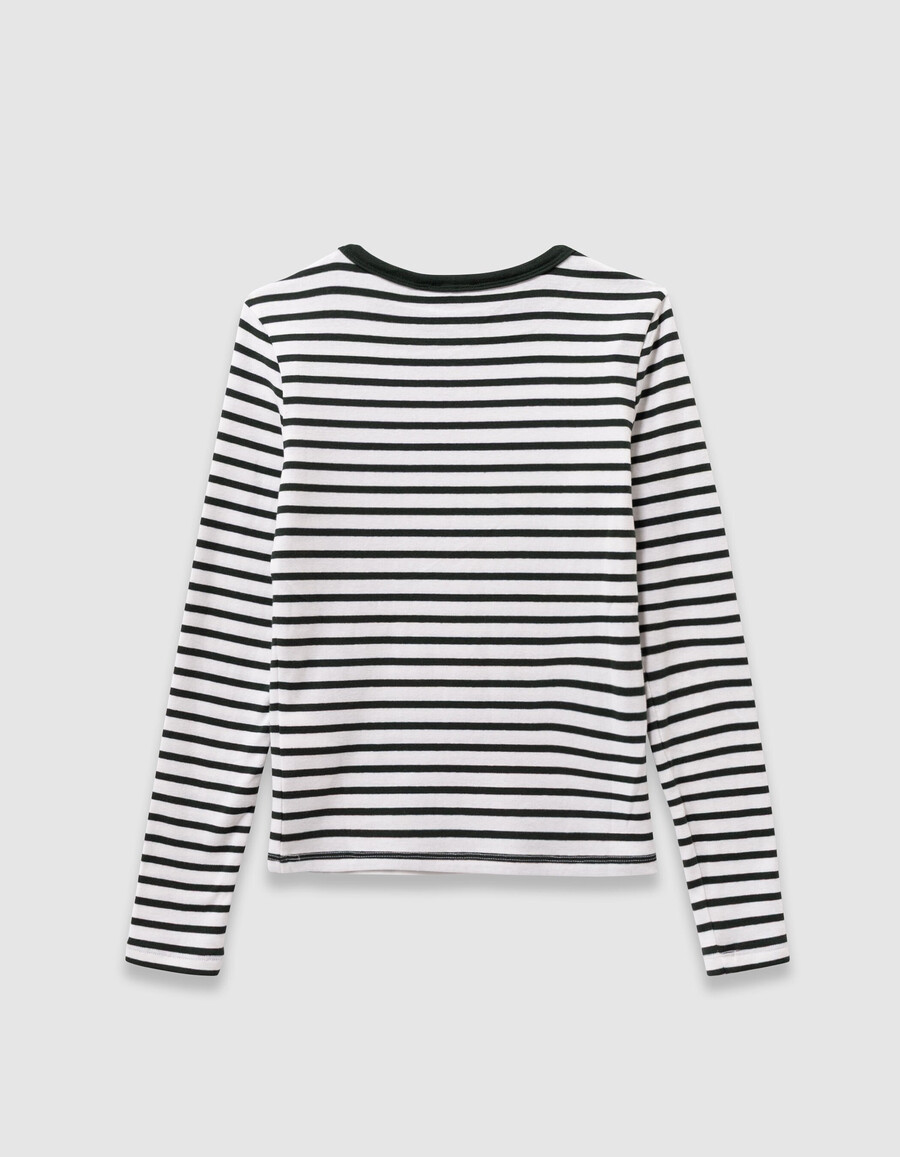 camiseta de manga larga a rayas verdes y blancas para niña