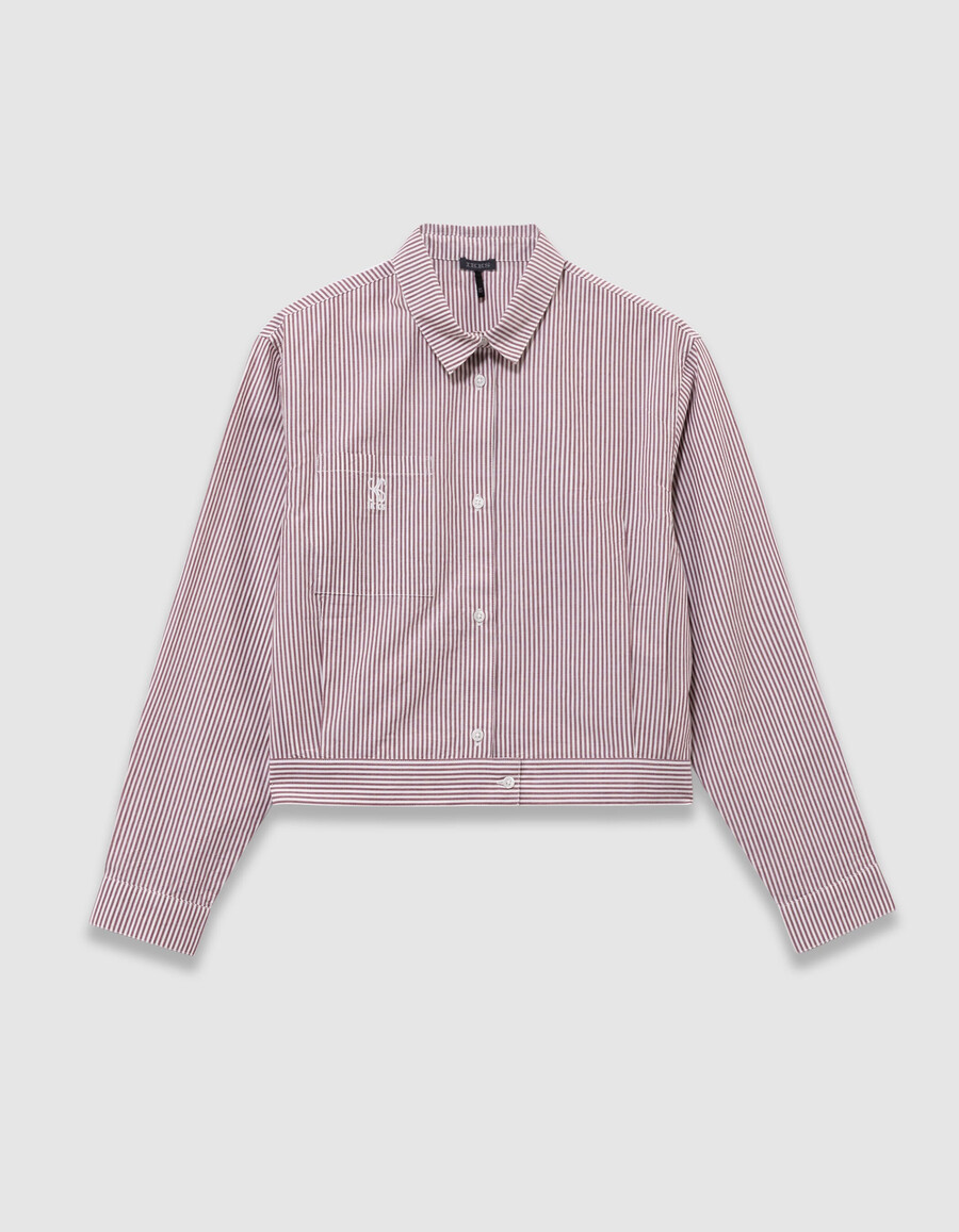 camisa corta de rayas burdeos para niña