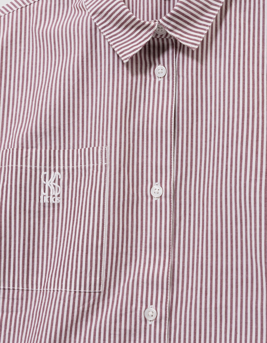 camisa corta de rayas burdeos para niña
