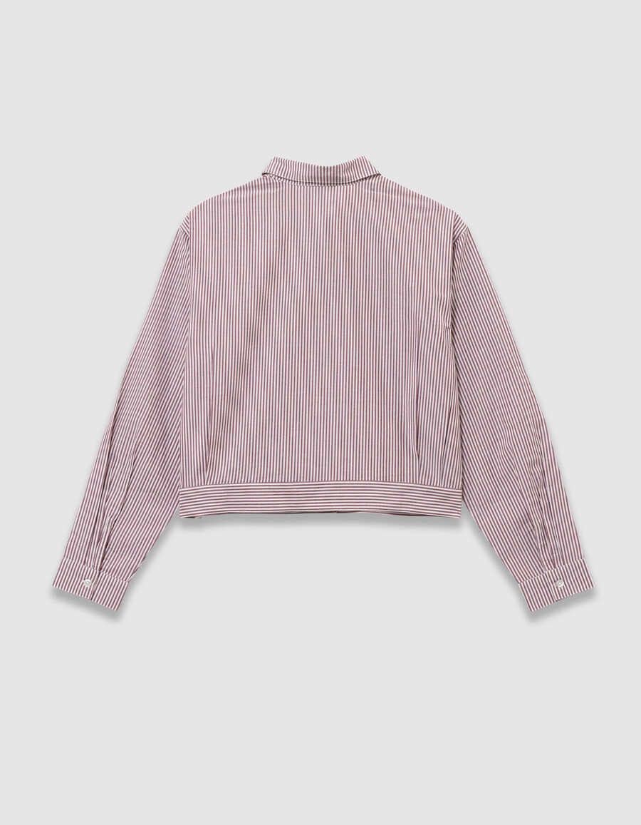 camisa corta de rayas burdeos para niña