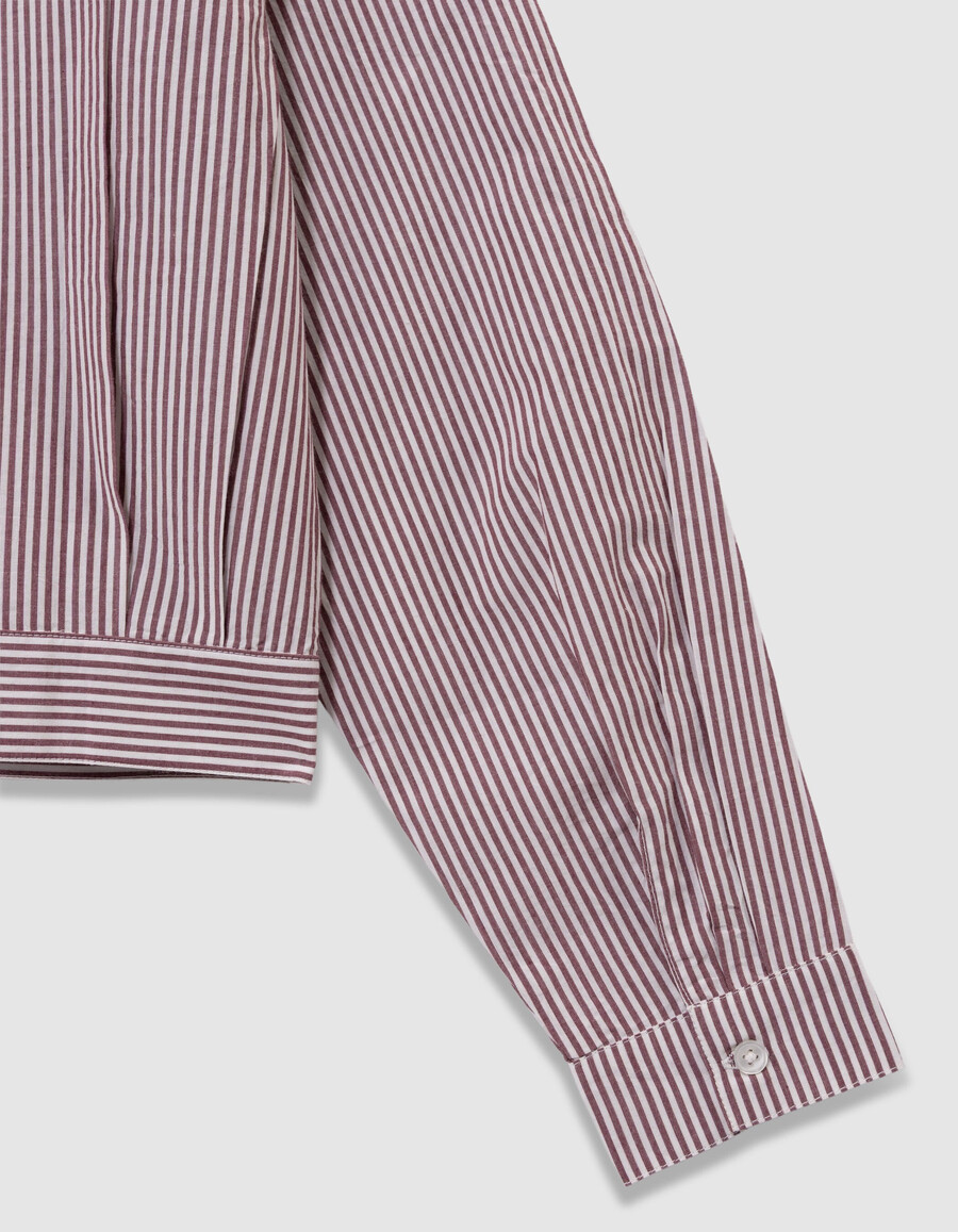 camisa corta de rayas burdeos para niña
