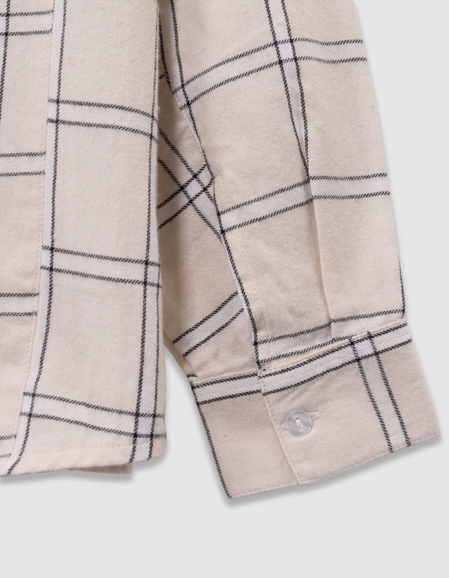 camisa de cuadros crudos y negros para niña