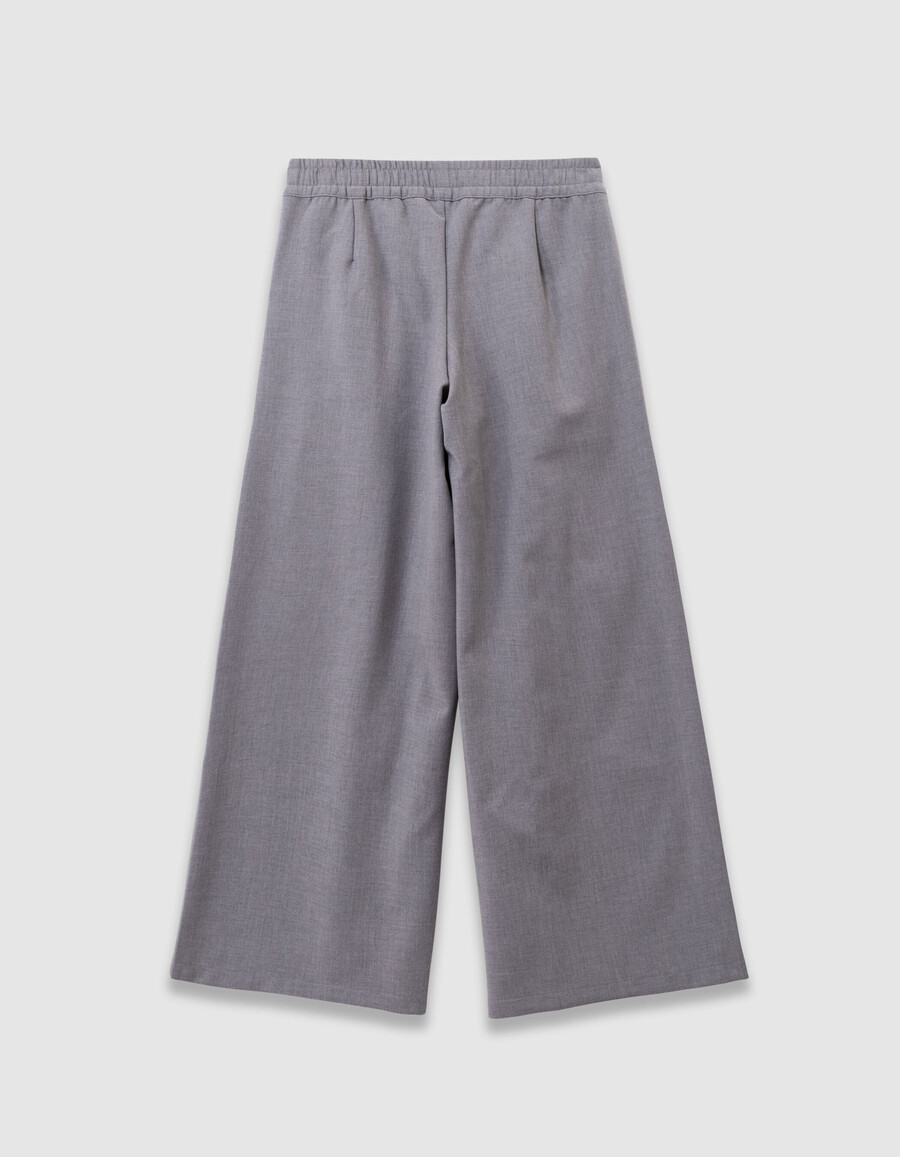 pantalones anchos grises con pliegues planos para niña