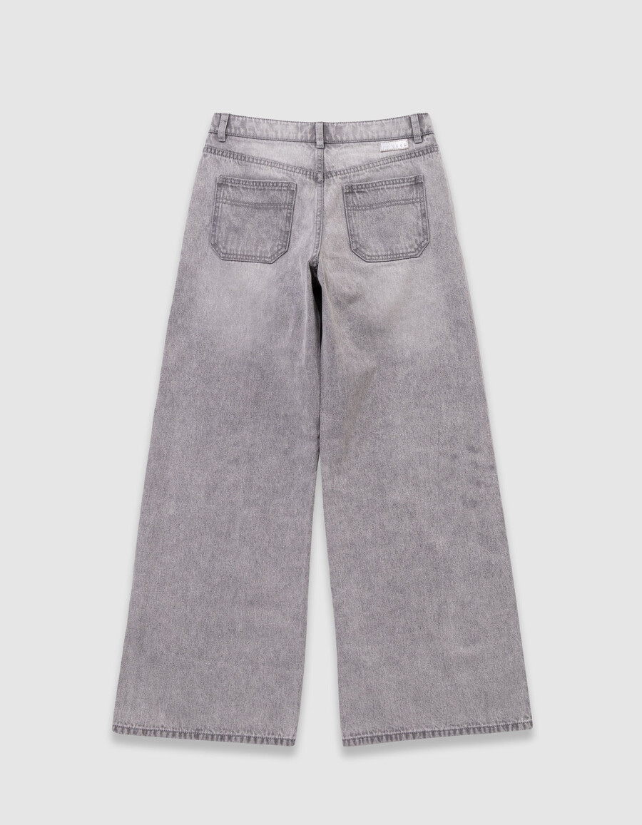 vaqueros anchos de color gris descolorido para niña