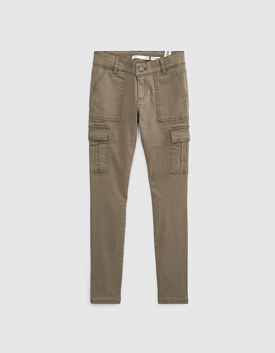 pantalones de combate de cintura alta color caqui para niña