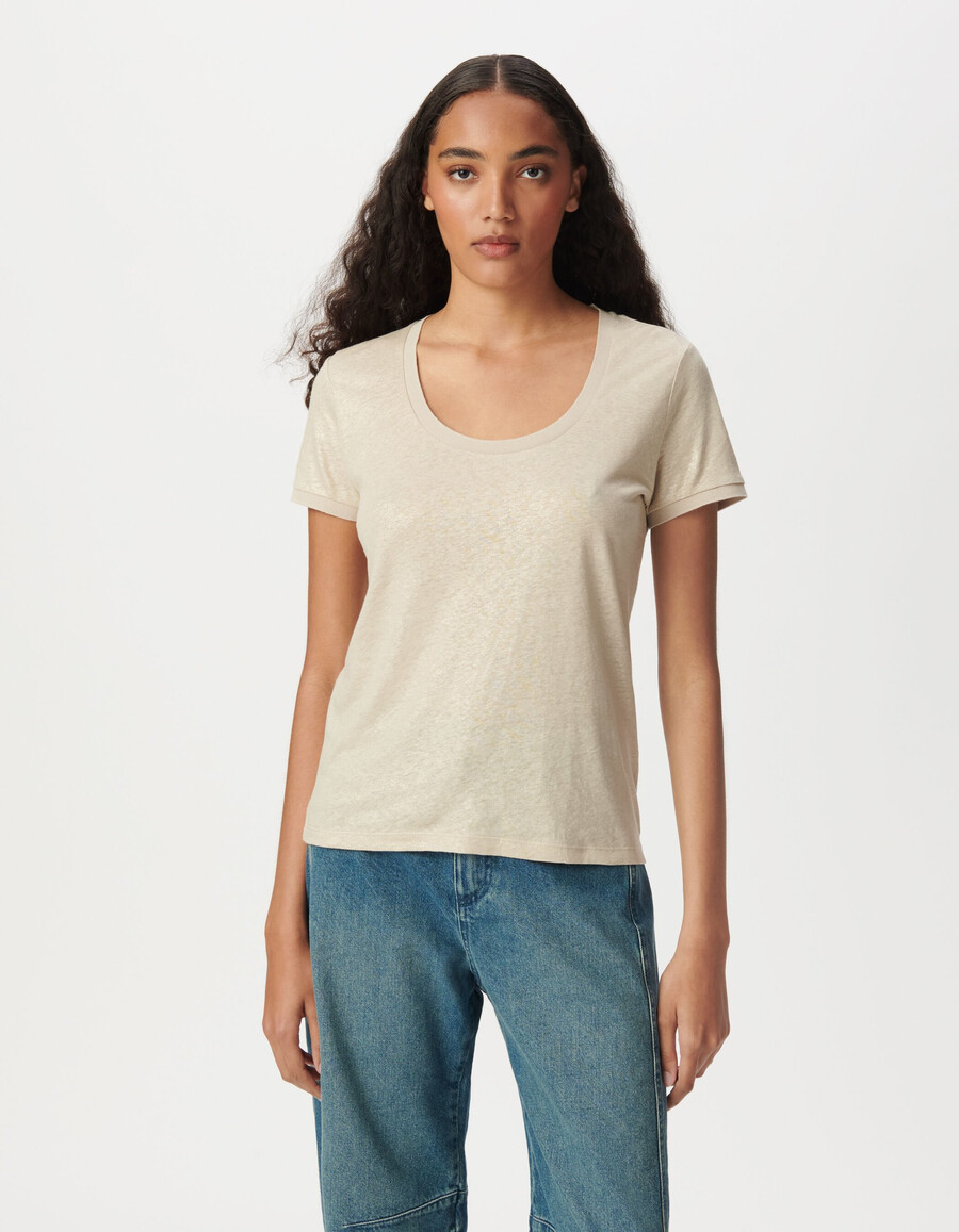 camiseta de manga corta beige iridiscente