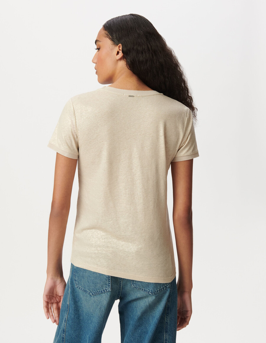camiseta de manga corta beige iridiscente