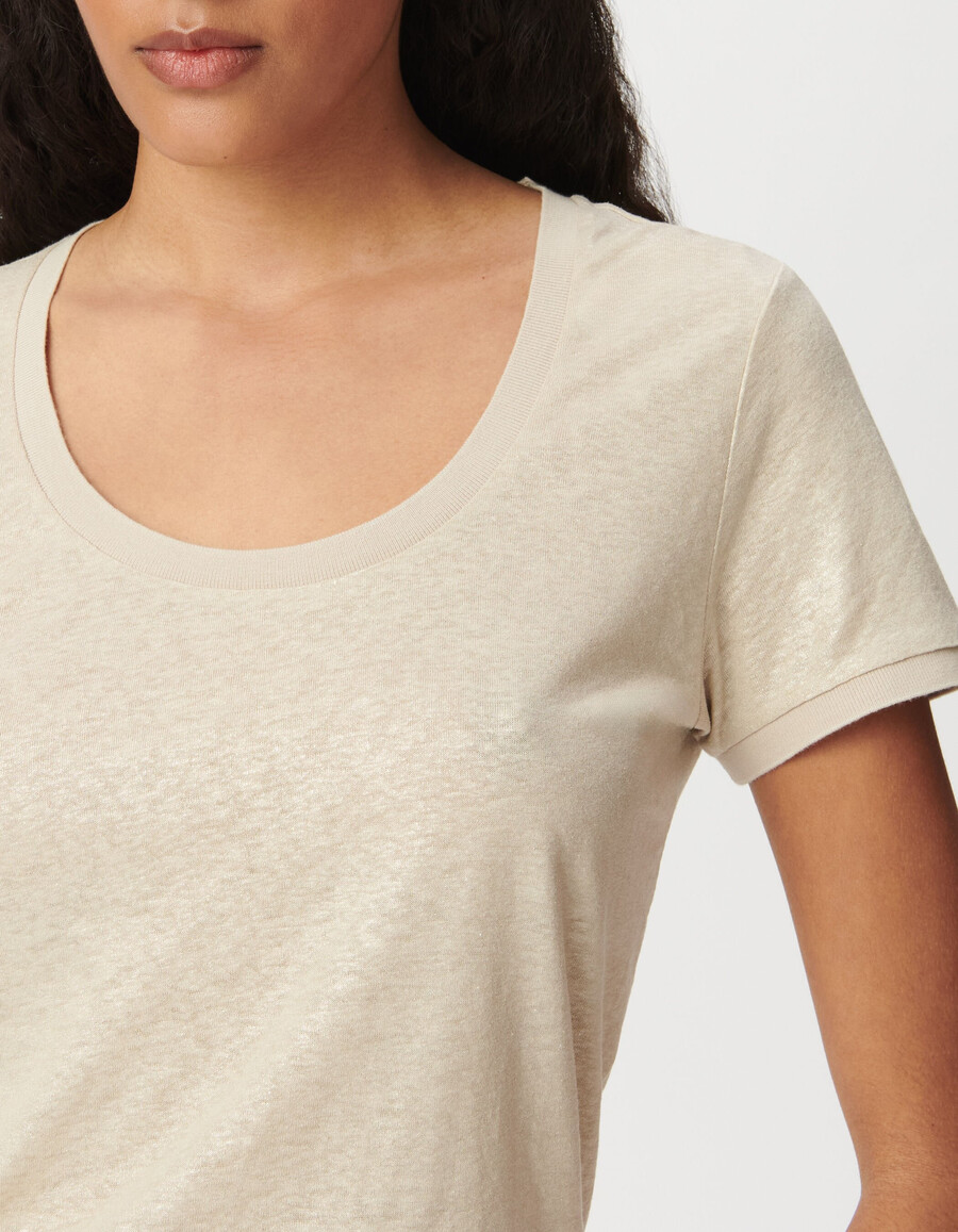 camiseta de manga corta beige iridiscente