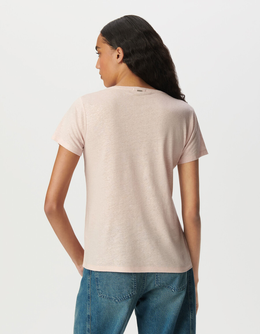 camiseta holgada de manga corta rosa iridiscente para mujer