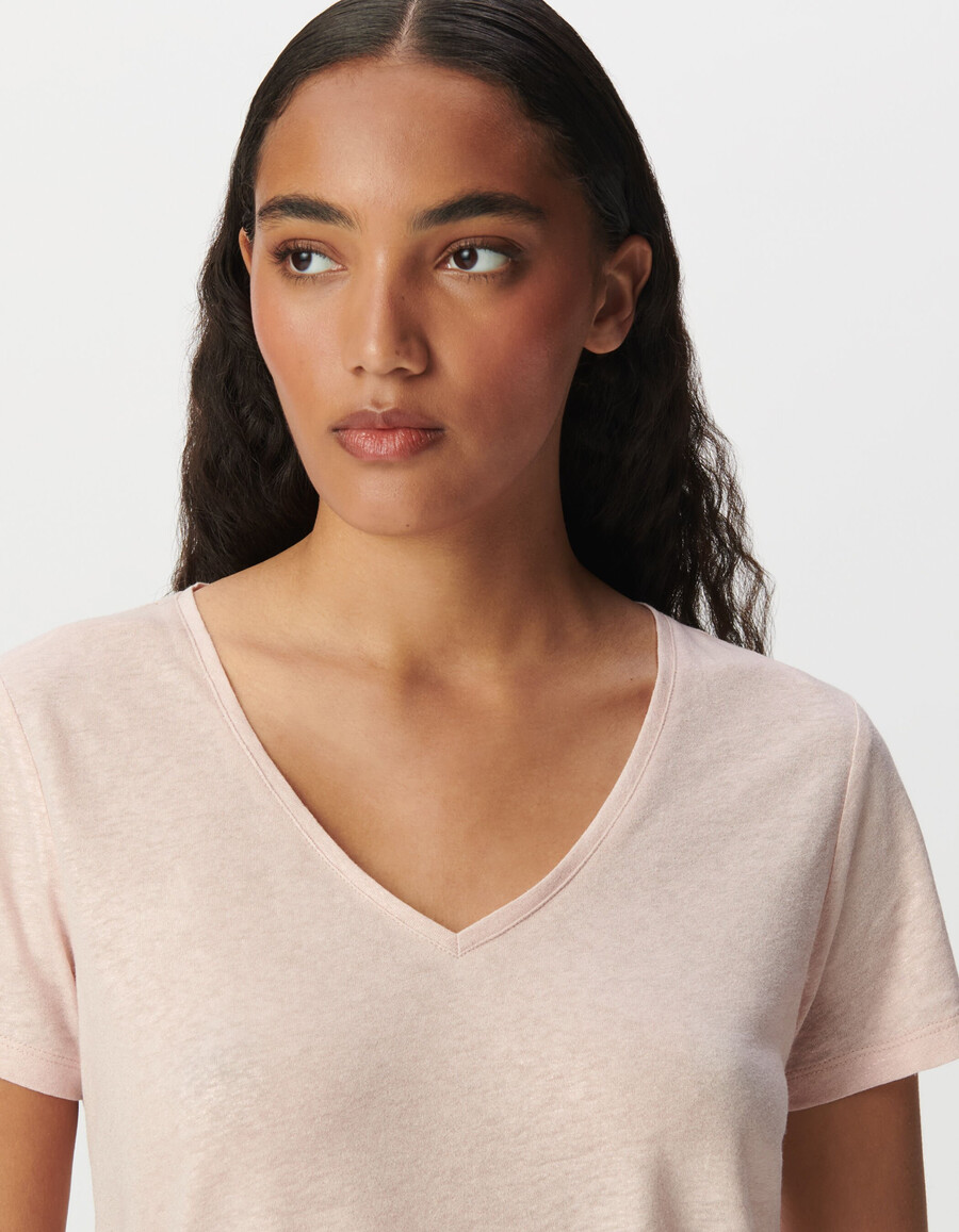 camiseta holgada de manga corta rosa iridiscente para mujer