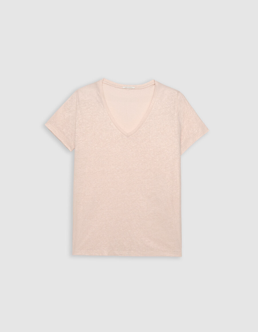 camiseta holgada de manga corta rosa iridiscente para mujer