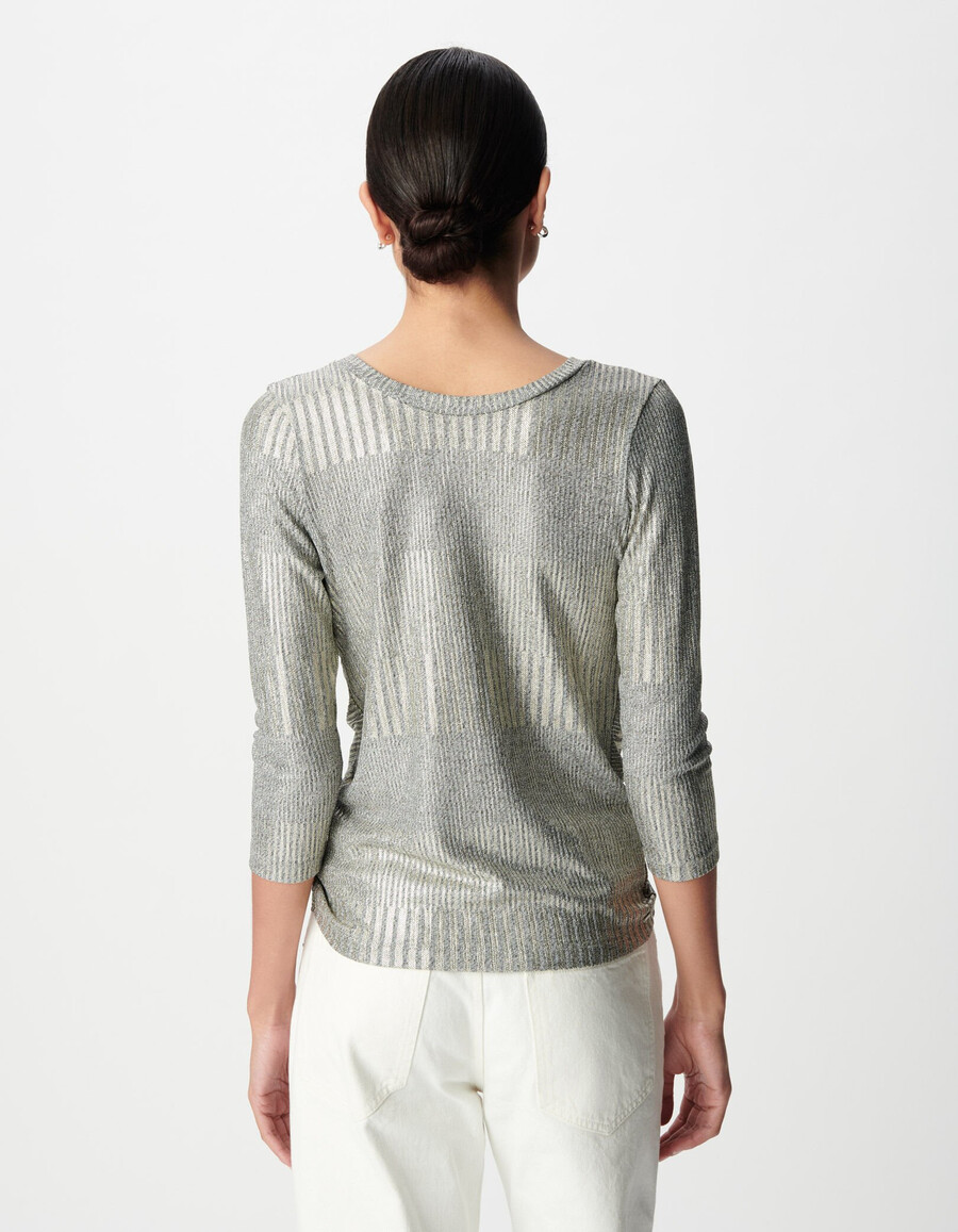 camiseta de punto acanalado para mujer con nudo fijo en la espalda