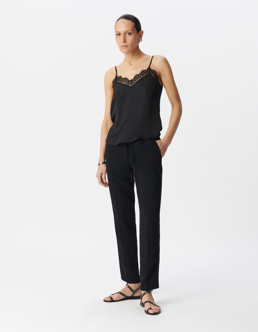 top de encaje negro fino esprit lingerie mujer