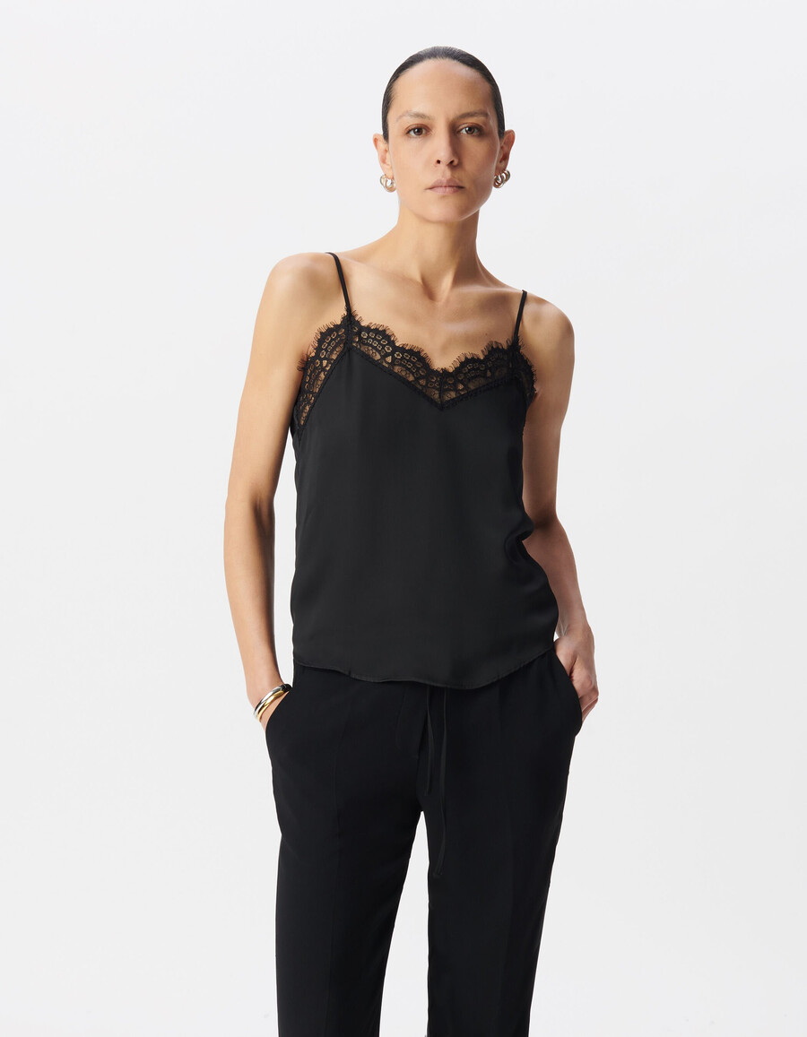 top de encaje negro fino esprit lingerie mujer