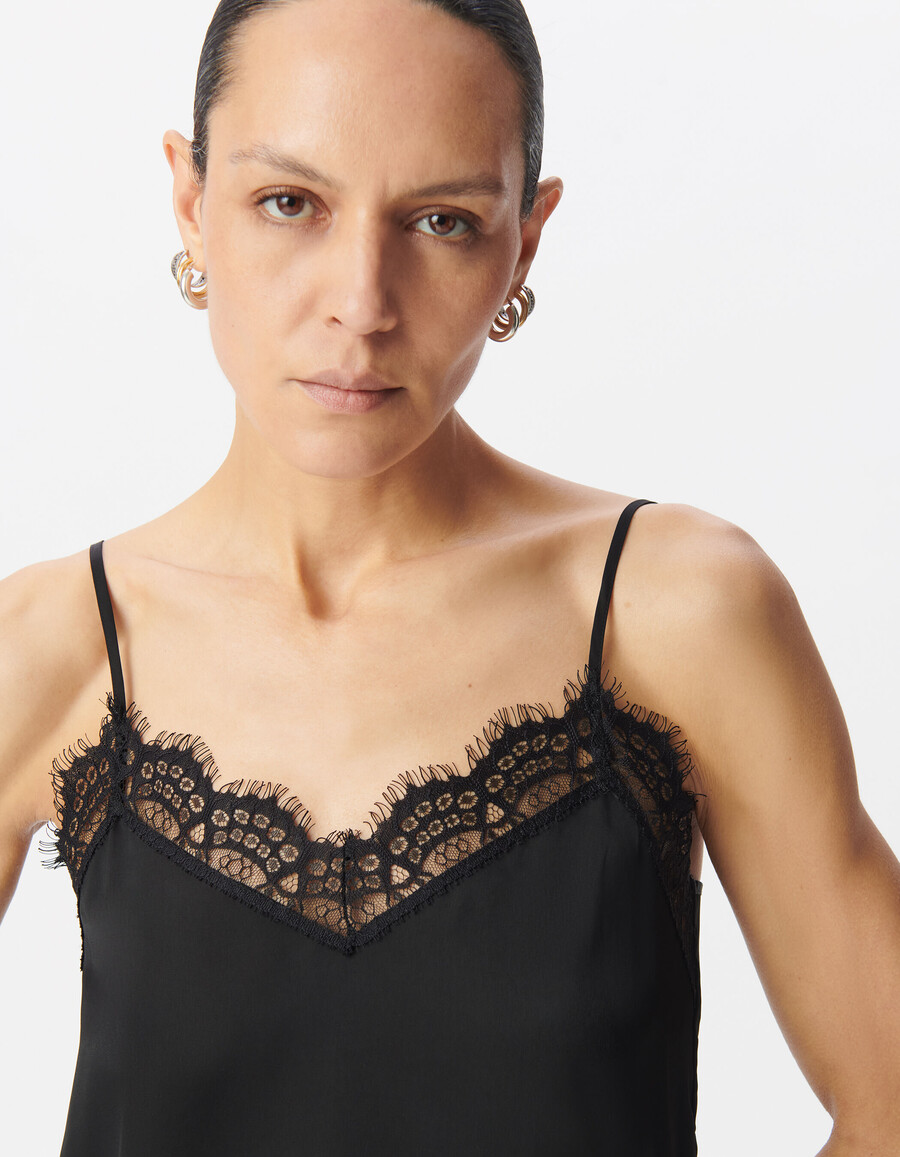 top de encaje negro fino esprit lingerie mujer