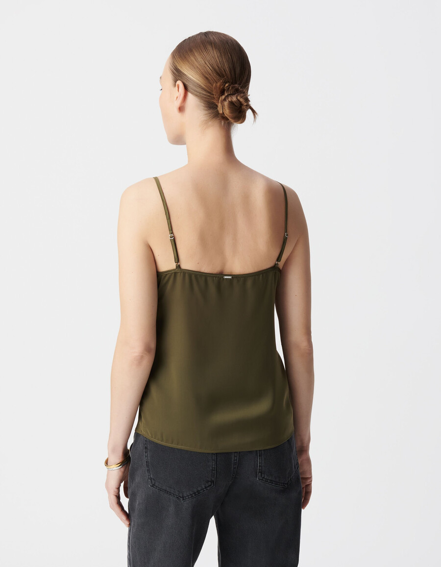 top de tirantes finos de encaje caqui esprit lingerie mujer