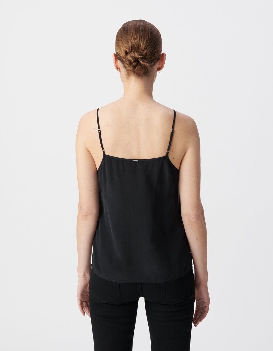 top de tirantes bordado negro para mujer