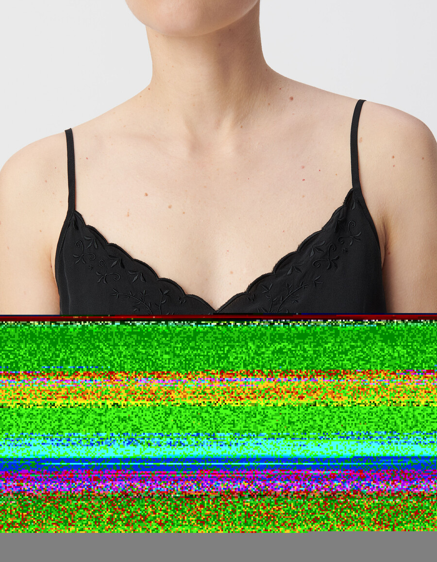 top de tirantes bordado negro para mujer