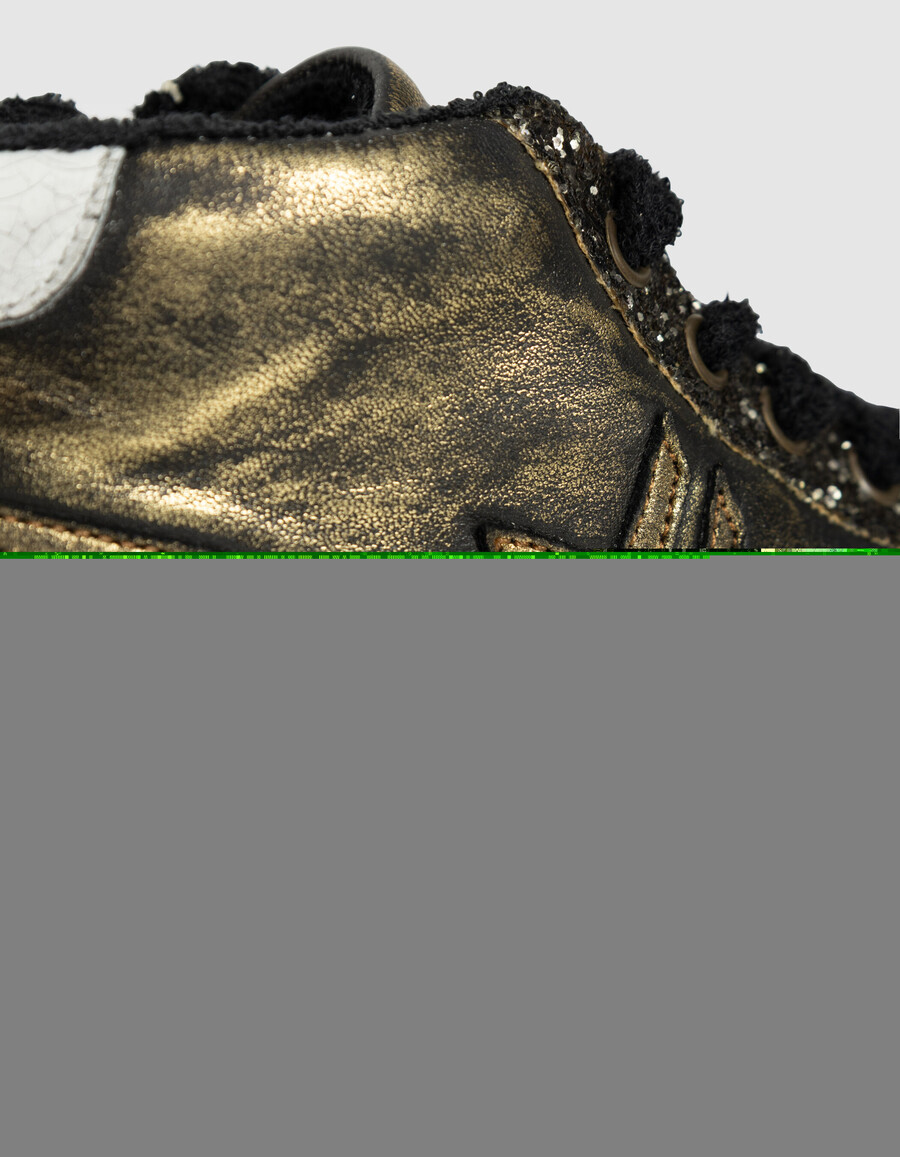 zapatillas altas de piel metalizada color caqui con purpurina para mujer
