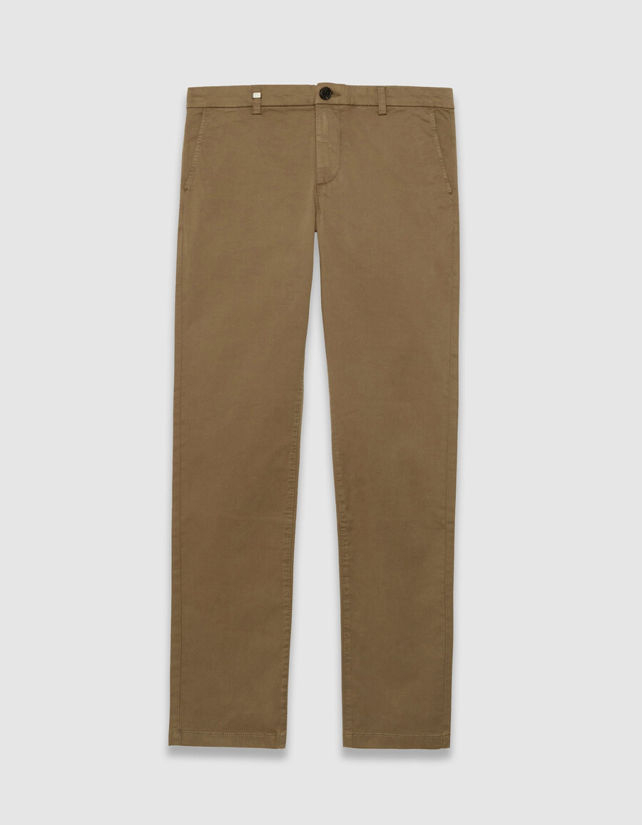 pantalones chinos ajustados beige oscuro para hombre