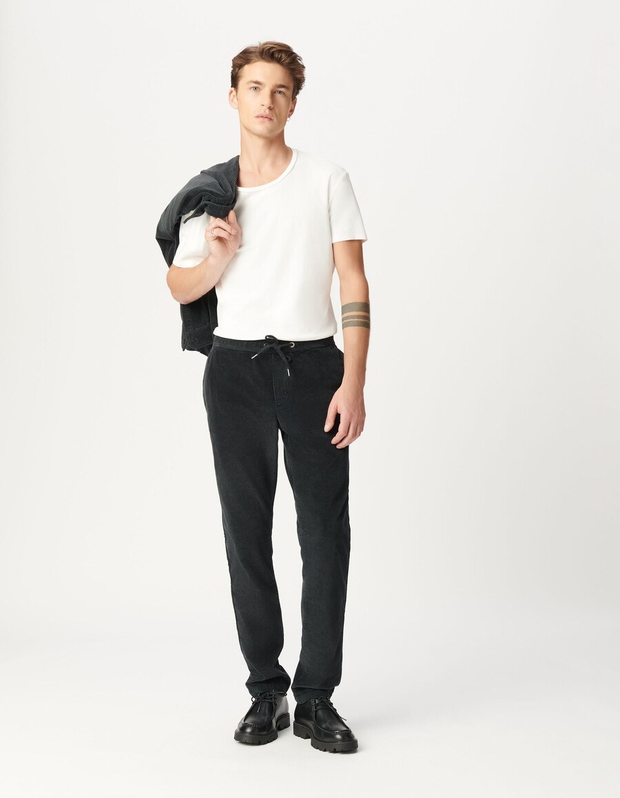 pantalones deportivos de pana gris para hombre