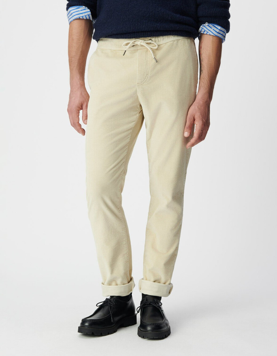 pantalones deportivos de pana beige para hombre
