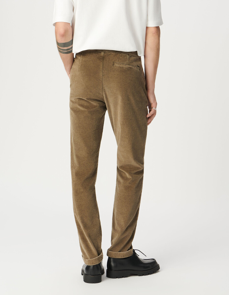 pantalones deportivos de pana beige oscuro para hombre
