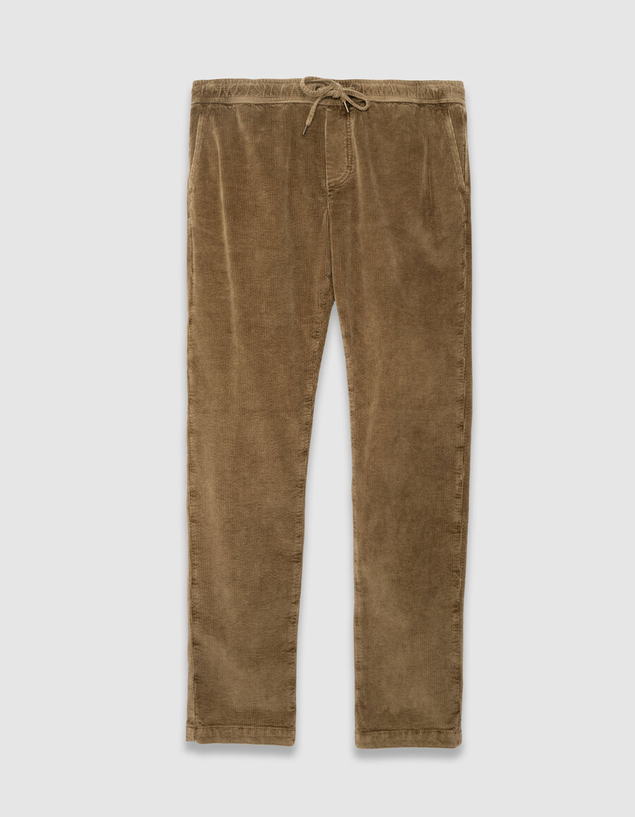 pantalones deportivos de pana beige oscuro para hombre